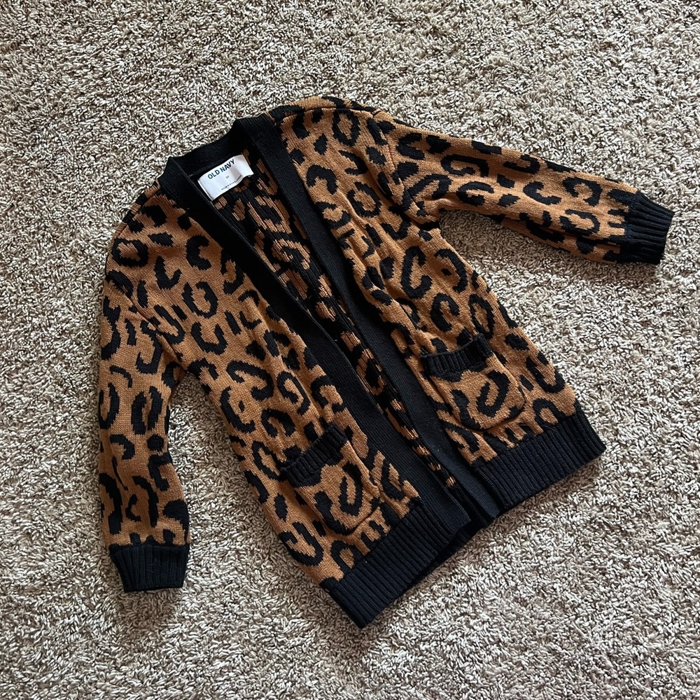 Old Navy Toddler Girl Leopard Print 🐆 Cardigan Sweater Size 3t